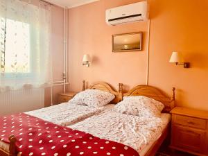 - une chambre avec 2 lits jumeaux et une fenêtre dans l'établissement Sunny & Green, à Hévíz