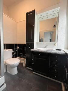 a bathroom with a toilet and a sink and a mirror at Bienvenue chez Coco in Dunkerque +27 photos