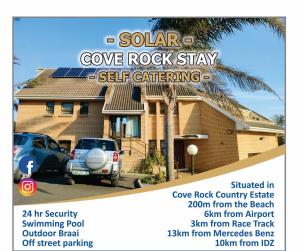 a flyer for a cozy rock stay self catering house at Cove Rock Stay in East London