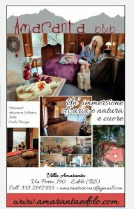 a collage of pictures of a woman sitting on a bed at Villa Amaranta Room and Breakfast in Edolo