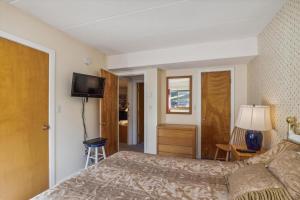 a hotel room with a bed and a television at Pinnacle E11 in Killington