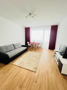 sala de estar con sofá y mesa en Magnifique Appartment, en Linz