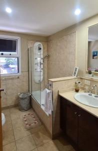 a bathroom with a shower and a sink at Humberto Apart A in Luján