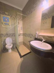 a bathroom with a sink and a toilet at Beach Front Apartment in Hurghada La Quinta Beach Compound in Ismailia