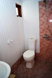 科布萊蒂的住宿－Зелёный дом у моря，浴室配有白色卫生间和淋浴。