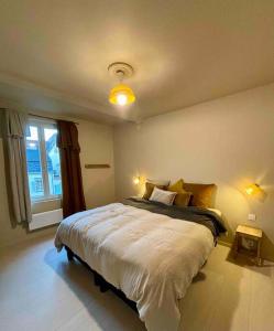 a bedroom with a large bed and a window at Suites du trèfle in Colmar