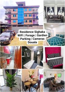 a collage of photos of a hotel room at Résidence Sighaka - Suite Royale - WiFi, Gardien, Parking in Douala