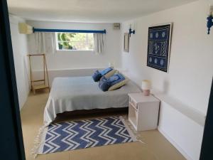 een slaapkamer met een bed, een raam en een tapijt bij La Castellana - Casa Isabel in Le Morne