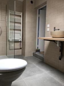 a bathroom with a toilet and a sink at Family cottage 4 chambres in Bourbourg +28 photos