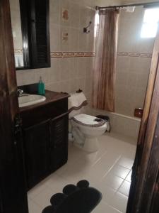 a bathroom with a toilet and a sink at Villa Rita in Tibasosa