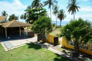 ein Haus mit Palmen vor dem Meer in der Unterkunft Hotel Barra de Sirinhaém in Sirinhaém