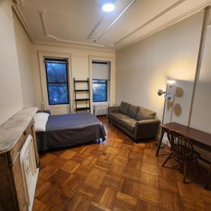 紐約的住宿－New York City Guest House 2，一间卧室配有一张床和一张沙发