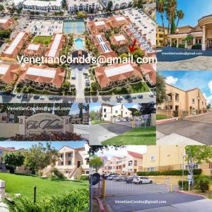 un collage de fotos de casas y calles en Venetian La Jolla One bedroom condo luxury furnished near beach and UTC mall, en San Diego