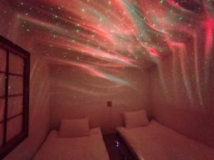 a room with a mural of the milky way at Hostel Belle Via Tokyo in Tokyo