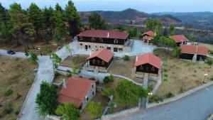 eine Luftansicht eines Hauses mit einer Straße in der Unterkunft EVIA FOREST VILLAGE in Pappádhes