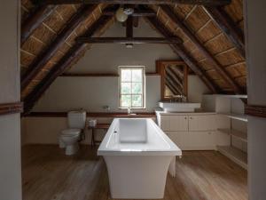 a bathroom with a white sink and a toilet at Kloofzicht Estate Country House in Tulbagh +165 photos
