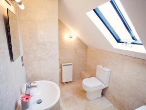 uma casa de banho com um WC, um lavatório e uma clarabóia em 2 Bed in Abergavenny 42909 em Mamhilad