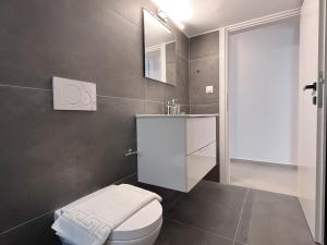a bathroom with a white toilet and a sink at 3 Bedroom Apartment Near Flisvos in Athens