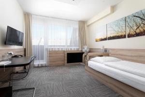 Televízia a/alebo spoločenská miestnosť v ubytovaní Hotel Koruna