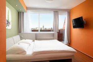 Televízia a/alebo spoločenská miestnosť v ubytovaní Hotel Koruna