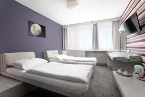 Televízia a/alebo spoločenská miestnosť v ubytovaní Hotel Koruna