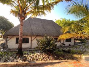 una casa con una palmera delante de ella en Lakeside Paradise Inhambane en Ligogo