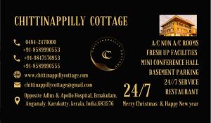 um cartaz para certificado auriuryociety com um edifício em Chittinappilly Cottage em Angamali