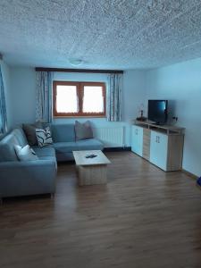 Televízia a/alebo spoločenská miestnosť v ubytovaní Ferienhof Bichlhof