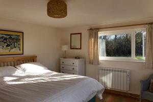 1 dormitorio con cama y ventana en The Orchard, en Hartland