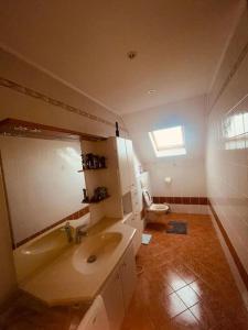 a bathroom with a sink and a toilet at Wonderful Duplex in Luxembourg in Pétange