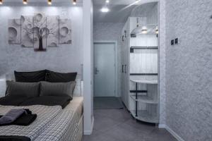 a bedroom with a bed and a walk in closet at Gudauri premium apartments in Gudauri