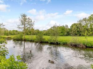 a river with ducks swimming in the water at 1 bed property in Ashford in the Water PK903 in Ashford