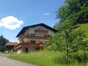 a house on the side of a hill with a tree at Ferienwohnung Tschagguns in Schruns