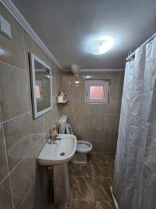 een badkamer met een wastafel en een toilet bij Apartmani Radman in Igalo