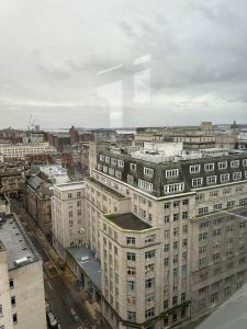 an aerial view of a large city with buildings at Stunning City View Apartment by Central Stay in Liverpool