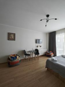 Ένα ή περισσότερα κρεβάτια σε δωμάτιο στο Vista Gudauri Apartment 25