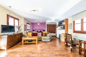 a living room with a couch and a tv at Luminoso Alhambra View Suite - El Laurel in Granada