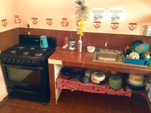 Kuchyň nebo kuchyňský kout v ubytování Yaxche Centro Hostal y Camping