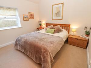 ein Schlafzimmer mit einem großen Bett und einem Fenster in der Unterkunft Wellington Lodge Cottage in Richmond