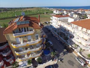 an aerial view of a building in a city at Hotel Europe Inn in Paralia Katerinis