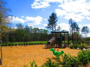 a park with a playground with a slide and a slideintend at CreekFire RV Resort in Savannah
