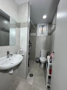 ein Bad mit einem Waschbecken und einem WC in der Unterkunft Casa Abuela María in Arcos de la Frontera
