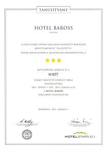 Certifikát, hodnocení, plakát nebo jiný dokument vystavený v ubytování Hotel Baross