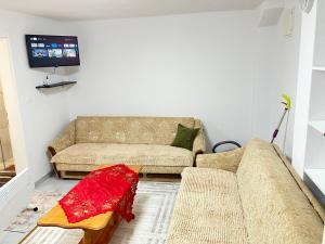 a living room with a couch and a tv at Studio Apartman Natalia in Vlasic