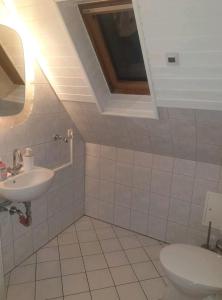 uma casa de banho com um lavatório e um WC em APARTMENT / WOHNUNG IN HAIBACH em Haibach