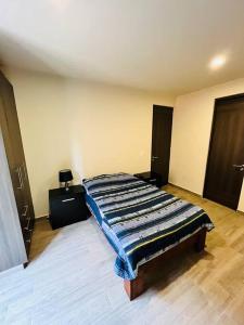 een slaapkamer met een bed in een kamer bij Departamento Quinta in San Miguel de Allende