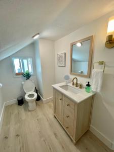 a bathroom with a sink and a toilet at Rose City House in Portland