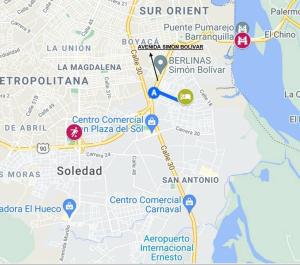 a map of the city of santiago with red spots at Apartamento como en casa in Soledad