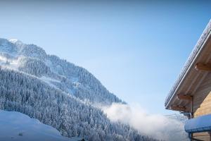 un lodge de esquí con una montaña cubierta de nieve en Chalet Alphonse - OVO Network, en Châtel