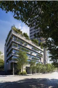 a tall building with plants on the side of it at Pinheiros Duplex no pool in Sao Paulo